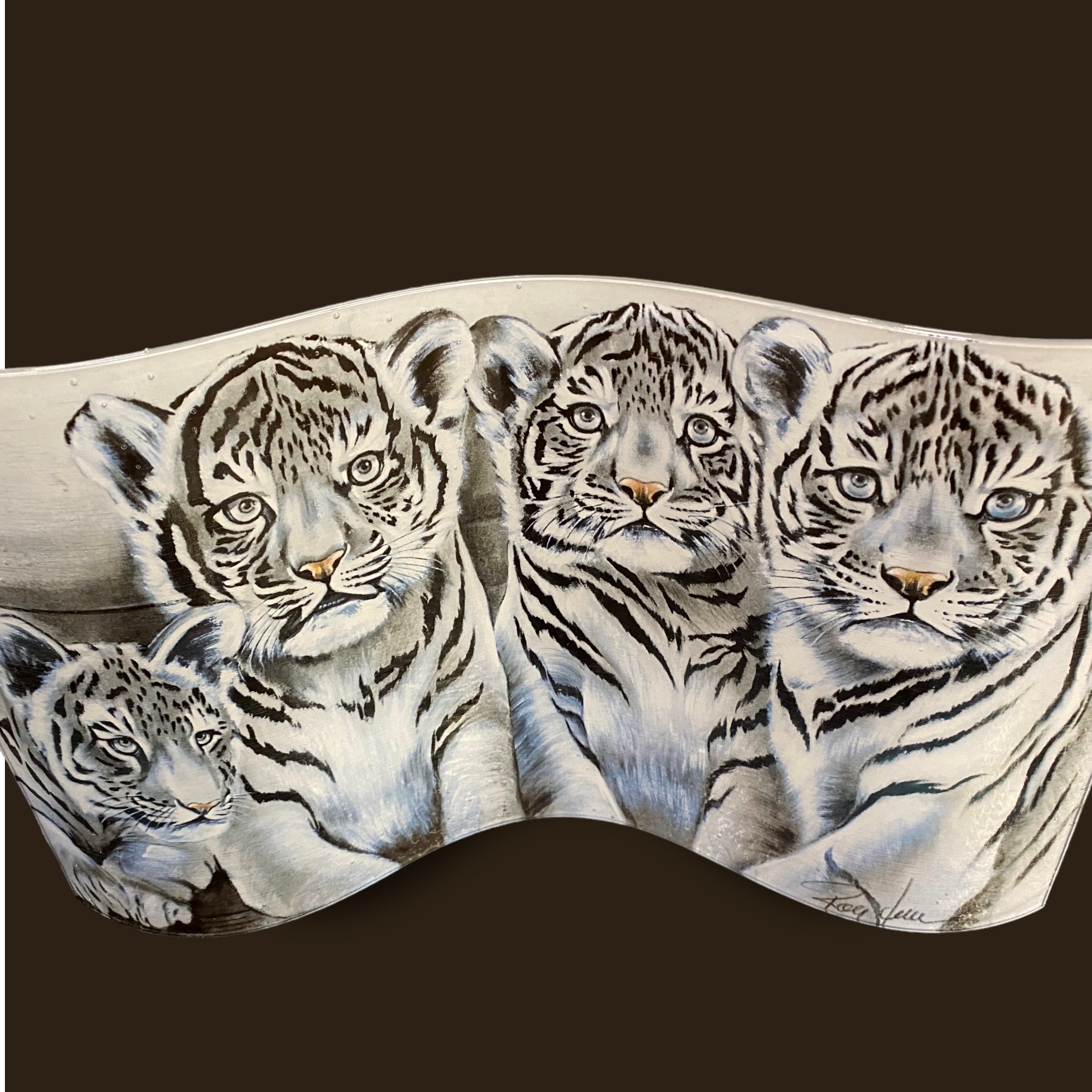 3D Bild gewellt Tigerfamilie