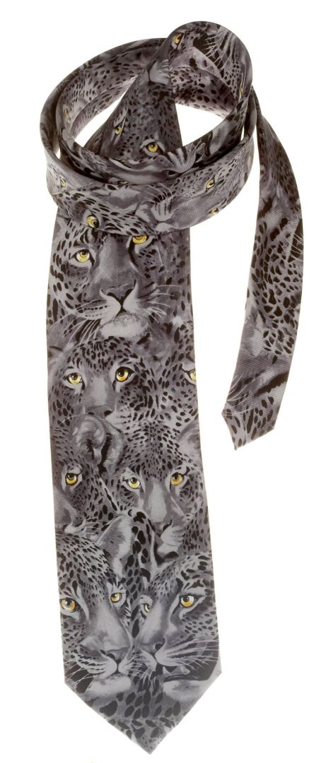 Seiden Krawatte Pantherauge grau
