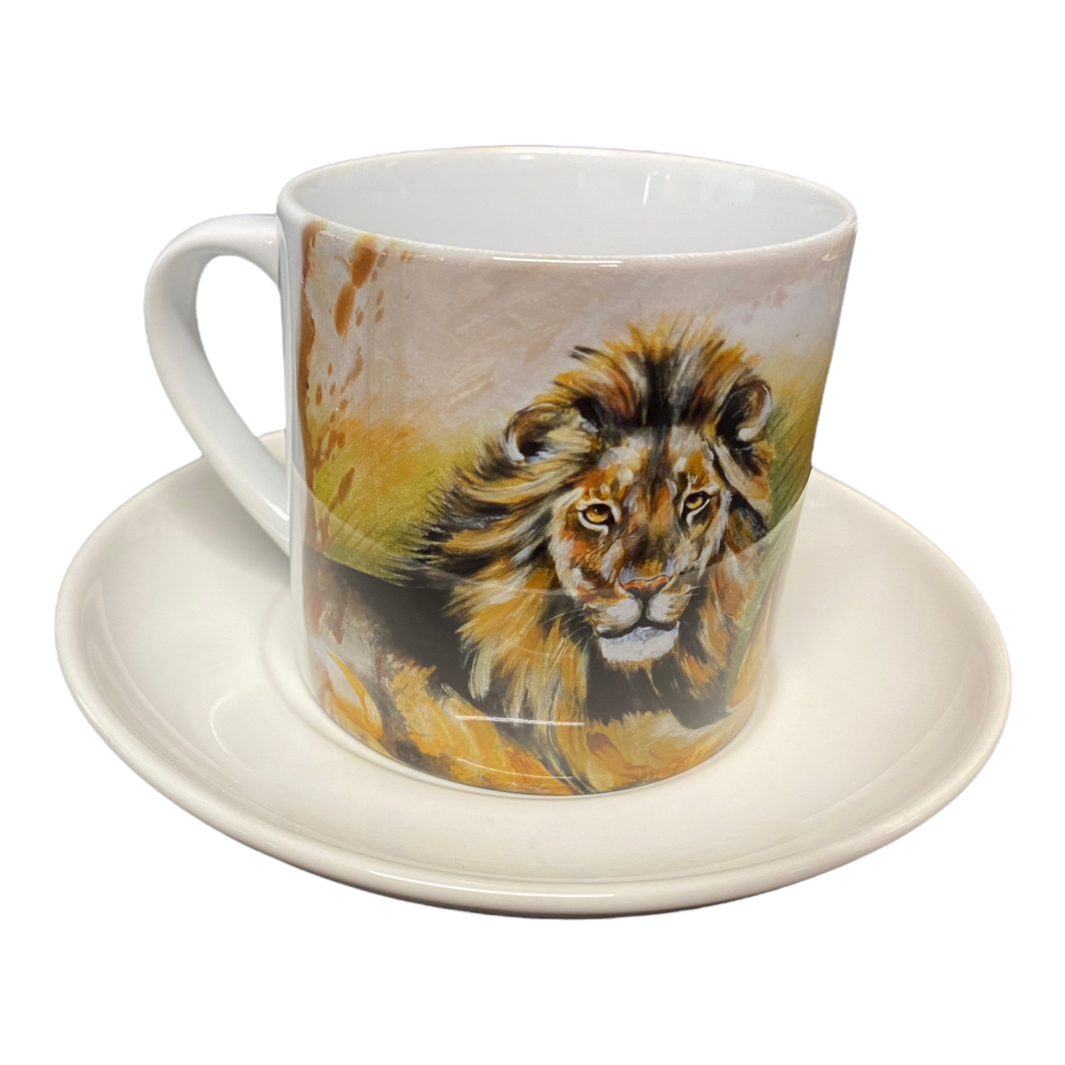 Kaffeetasse mit Unterteller "Löwe"