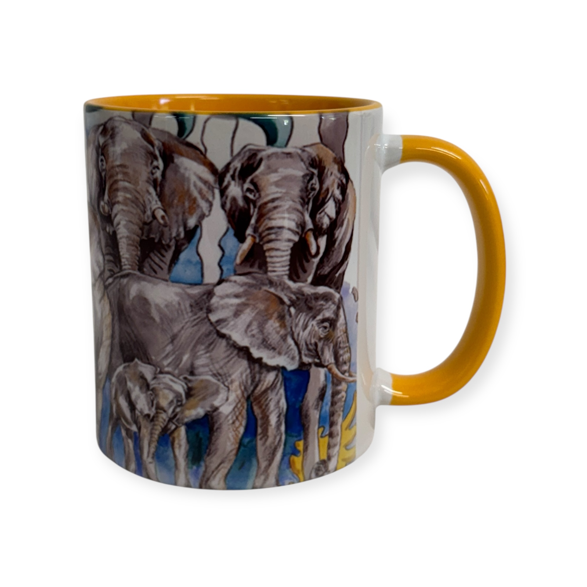 Porzellantasse  "Elefant-Zebra" gelb