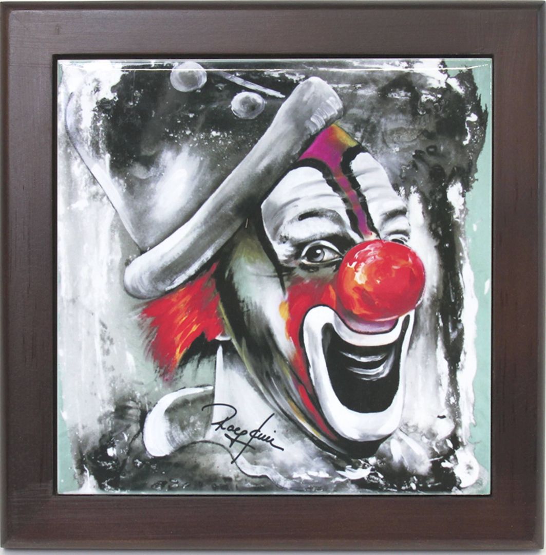 Keramikplatte mit Rahmen- Clown Salut