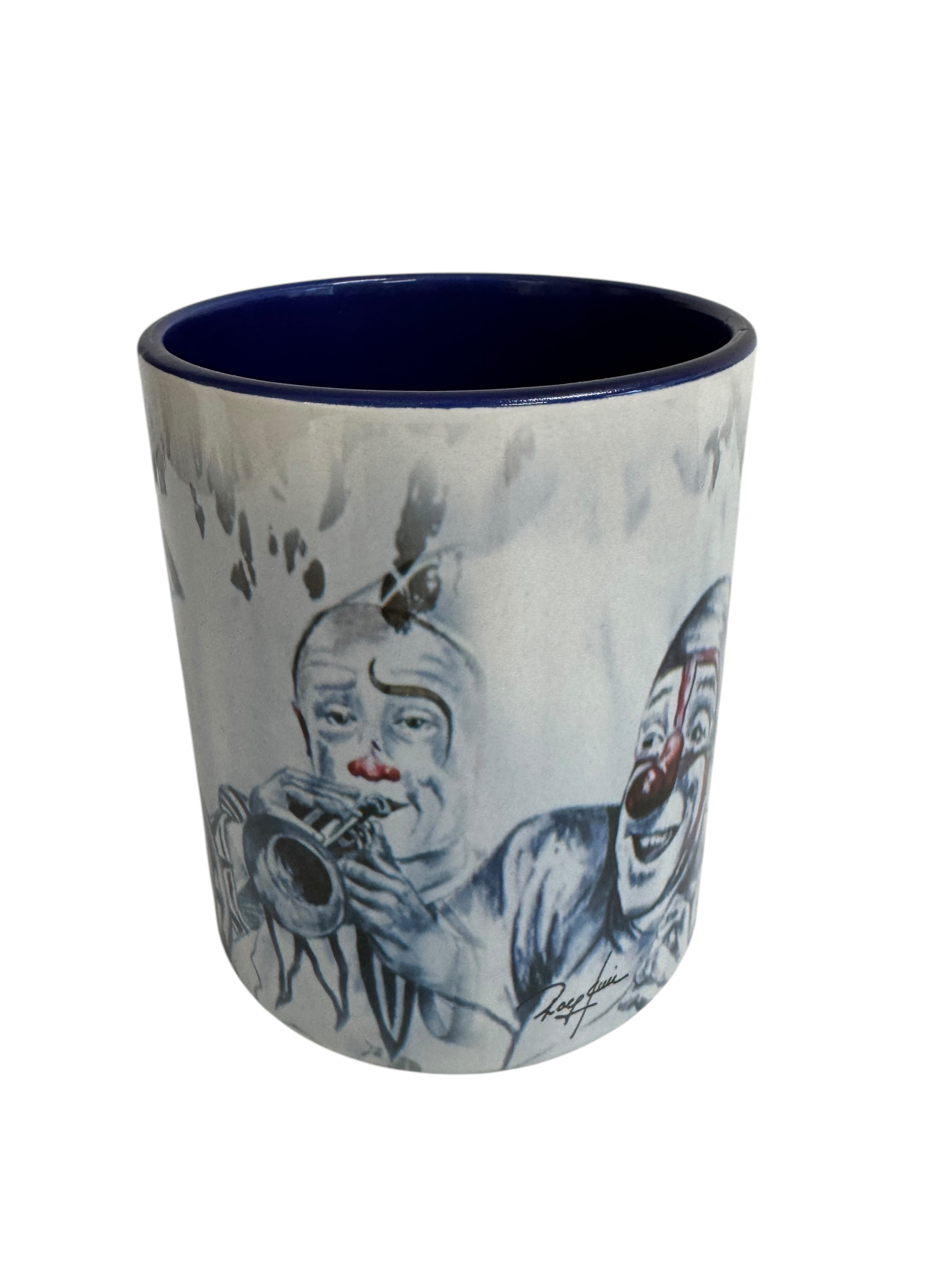 Porzellantasse "Musikclown" 30cl blau