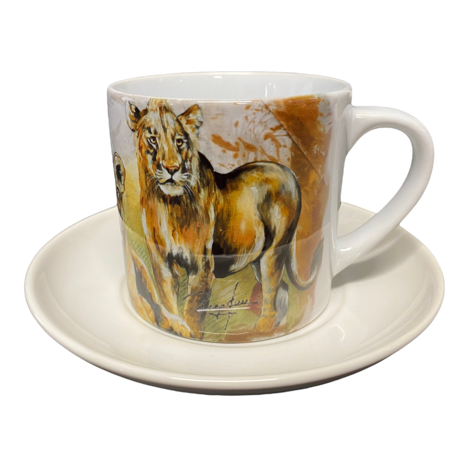 Kaffeetasse mit Unterteller "Löwe"