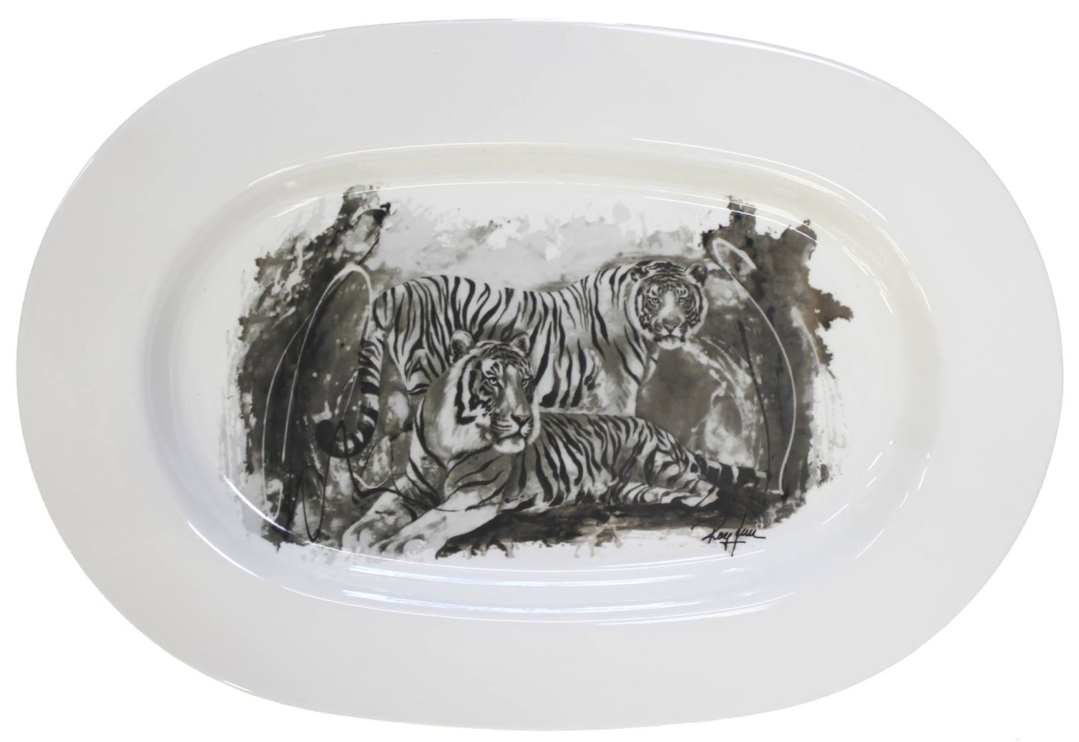 Porzellanplatte weisser Tiger