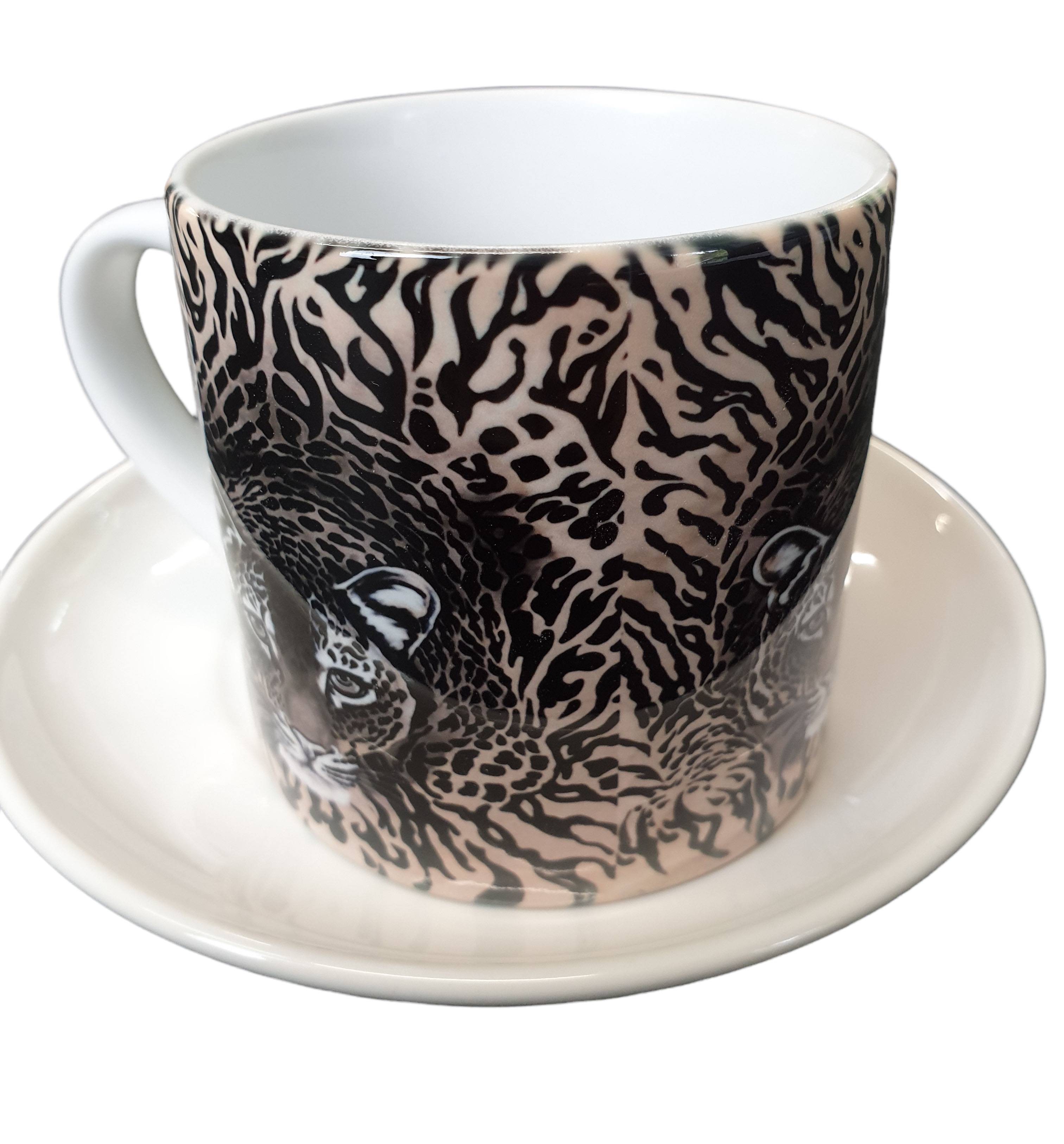 Kaffeetasse mit Unterteller "Tiger"