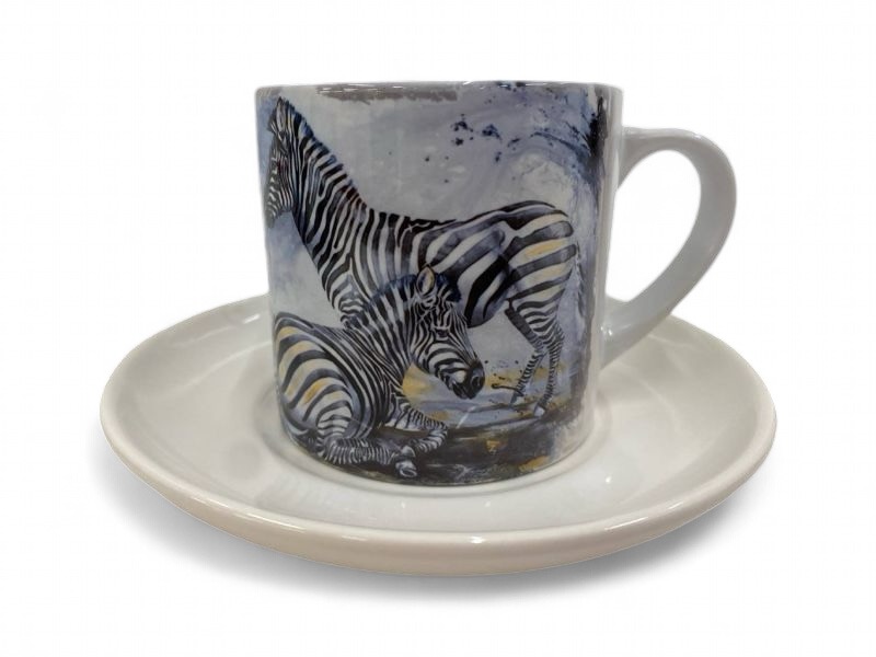Kaffeetasse mit Unterteller "Zebra" Kaffeetasse mit Unterteller "Zebra"