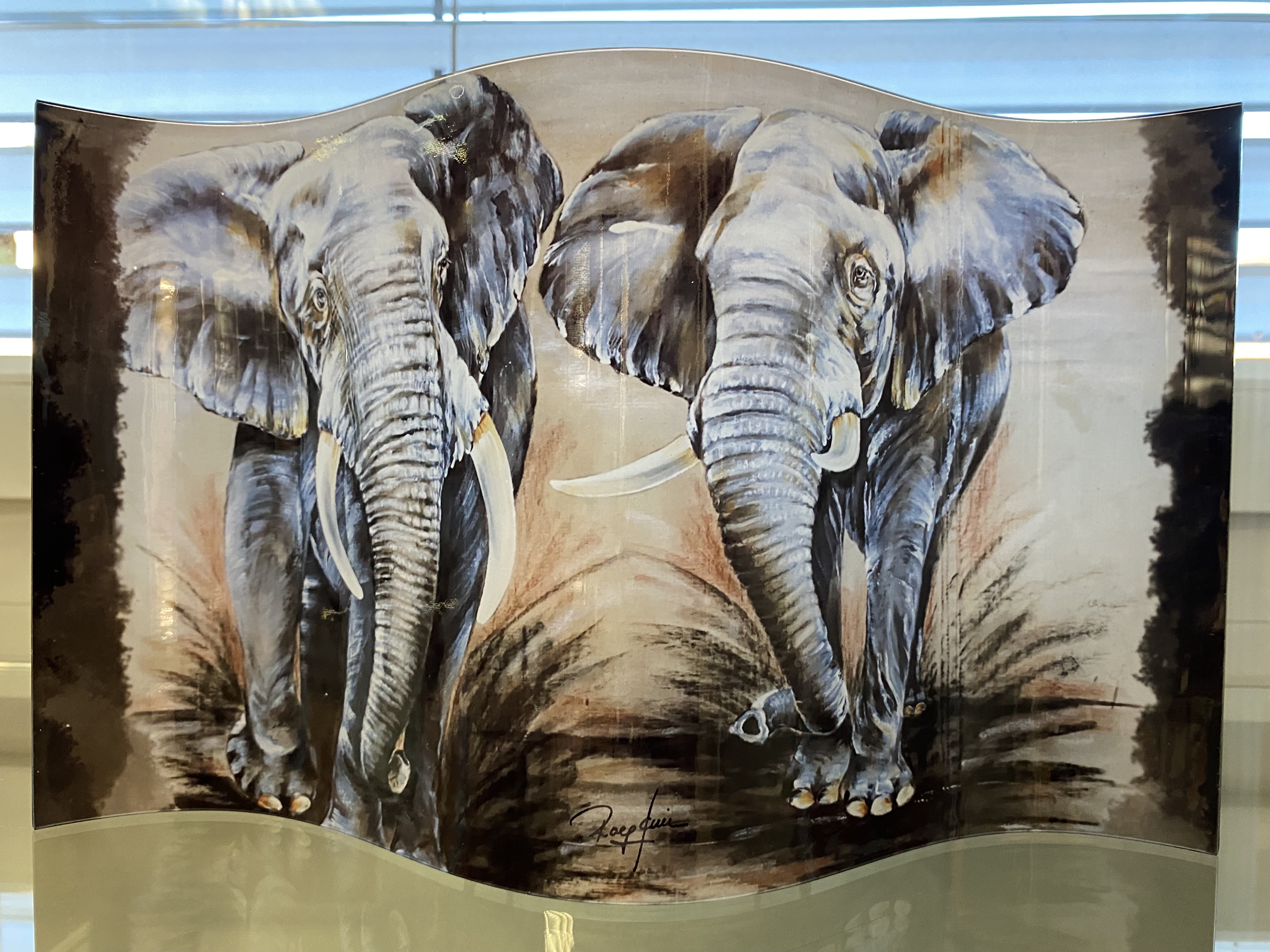 3D Bild gebogen Elefantenpaar